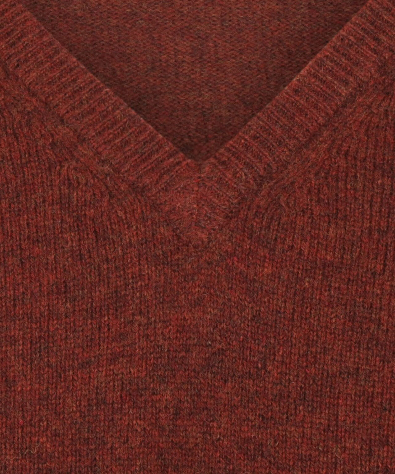 Lamswol V-Hals Pullover | Donker Rood Melange