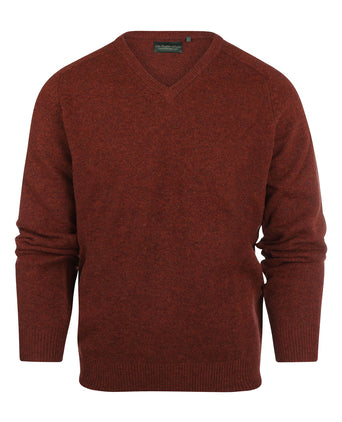 Klassischer Lammwollpullover mit V-Ausschnitt | Rot