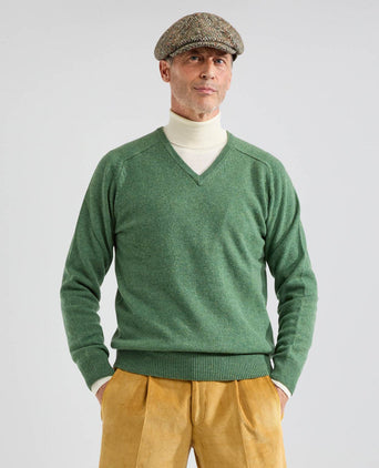 Pullover klassiek Lamswol v-hals | Groen