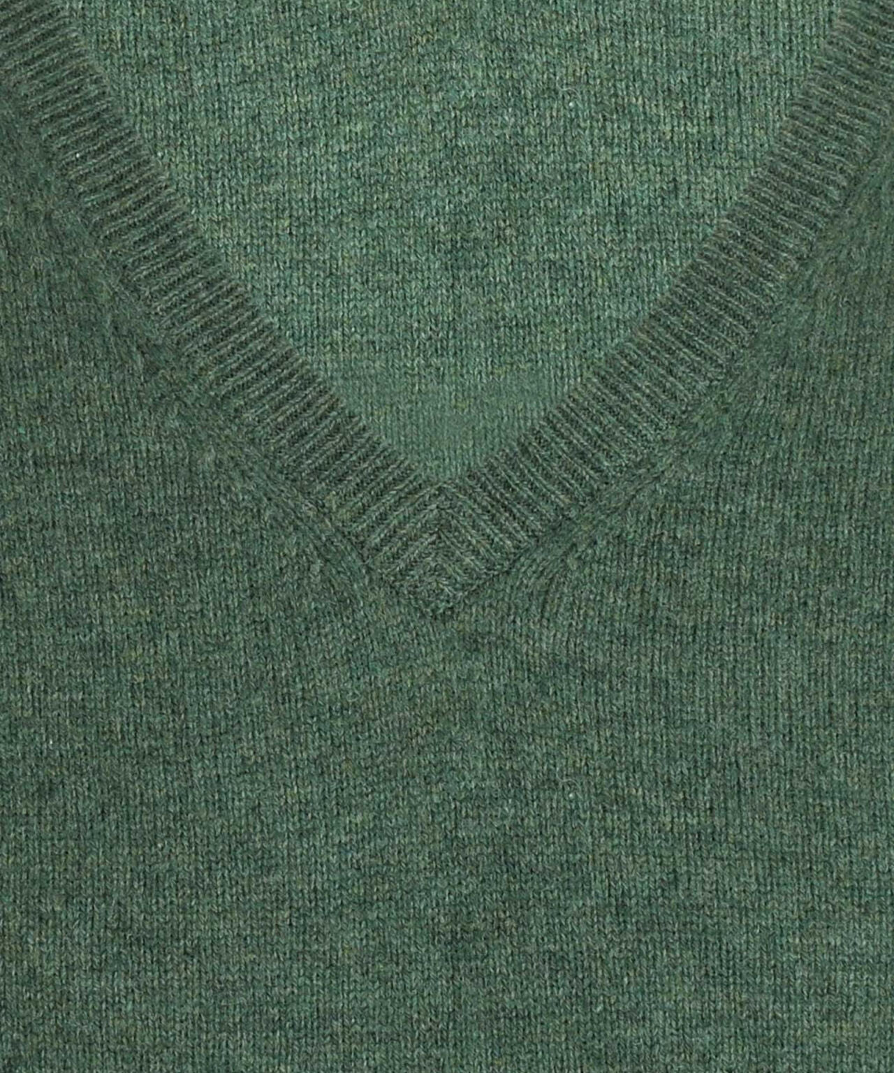 Klassischer Lammwollpullover mit V-Ausschnitt | Grün