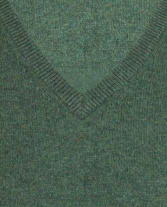 Klassischer Lammwollpullover mit V-Ausschnitt | Grün