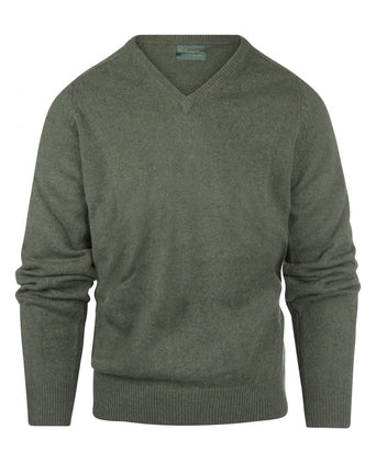 Pullover klassiek Lamswol v-hals | Groen