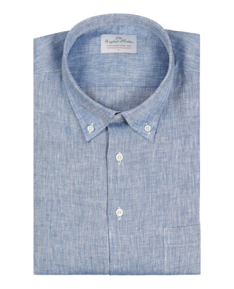 Overhemd linnen lange mouwen | Blauw