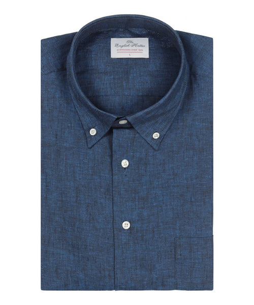 Overhemd linnen lange mouwen | Navy Blauw