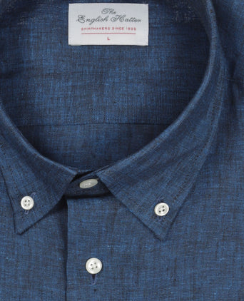 Overhemd linnen lange mouwen | Navy Blauw