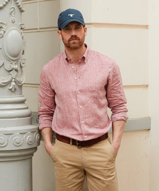 Overhemd linnen lange mouwen | Bordeaux Rood Overhemd linnen lange mouwen | Bordeaux Rood