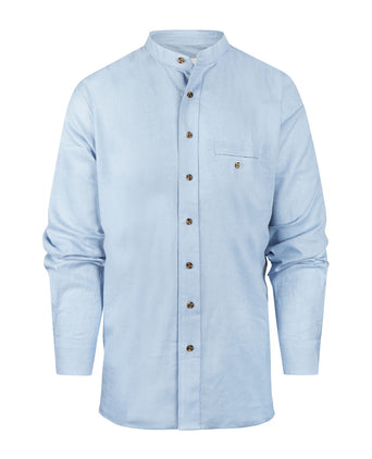 Overhemd Grandfather Shirt linnen | Blauw