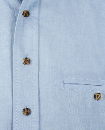 Overhemd Grandfather Shirt linnen | Blauw