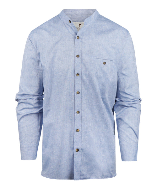 Overhemd Grandfather Shirt linnen | Blauw