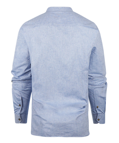 Overhemd Grandfather Shirt linnen | Blauw