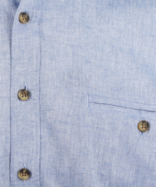 Overhemd Grandfather Shirt linnen | Blauw