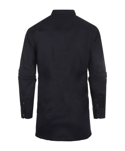 Overhemd Grandfather Shirt linnen | Navy Blauw