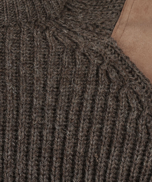 Swaledale Wollpullover mit Rundhalsausschnitt | Braun