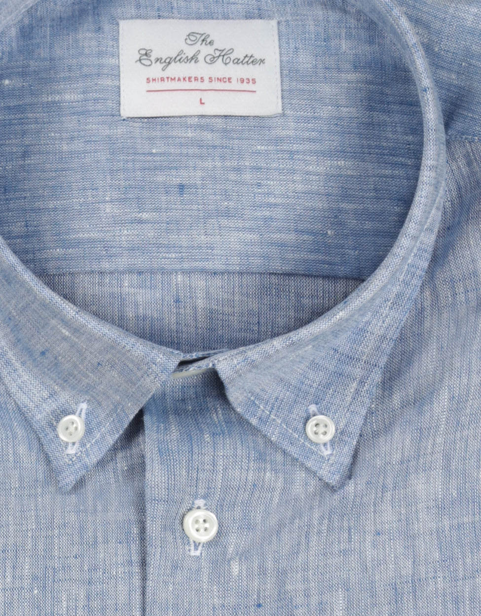 Shirt linen short sleeves | Blue