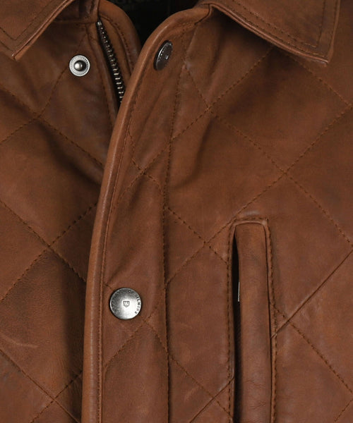 Doorgestikte Jas Leer | Bruin