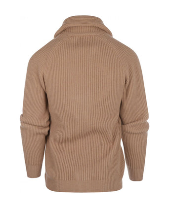 William Lockie Knoop Vest Sjaalkraag | Camel