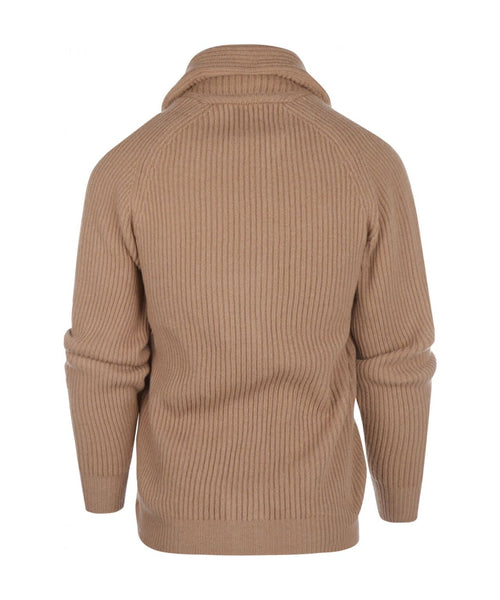 William Lockie Cardigan mit Knopfleiste und Schalkragen | Kamel