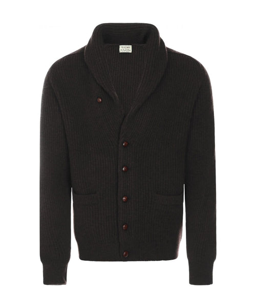 William Lockie Cardigan mit Knopfleiste und Schalkragen | Kakao