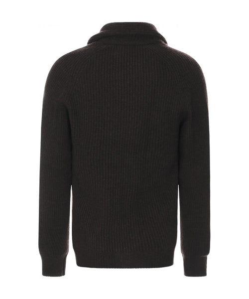 William Lockie Cardigan mit Knopfleiste und Schalkragen | Kakao