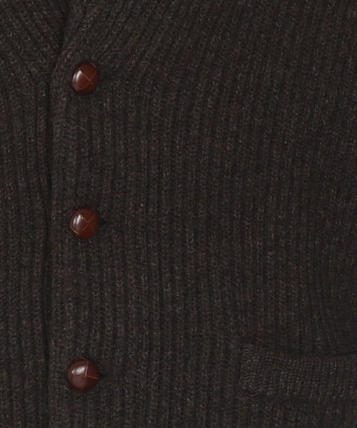 William Lockie Cardigan mit Knopfleiste und Schalkragen | Kakao