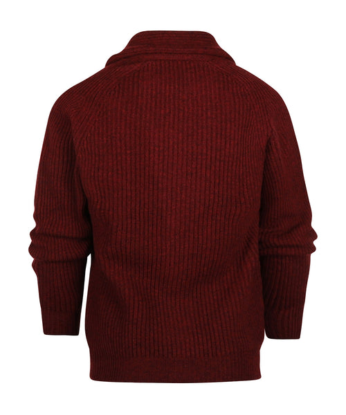 William Lockie Cardigan mit Knopfleiste und Schalkragen | Roter Samt