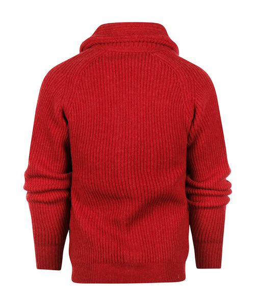 William Lockie Cardigan mit Knopfleiste und Schalkragen | Mohnblumenmeliert