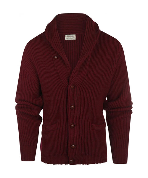 William Lockie Cardigan mit Knopfleiste und Schalkragen | Bordeaux