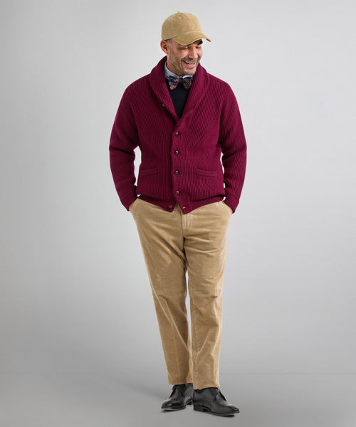 William Lockie Cardigan mit Knopfleiste und Schalkragen | Bordeaux