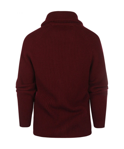 William Lockie Cardigan mit Knopfleiste und Schalkragen | Bordeaux