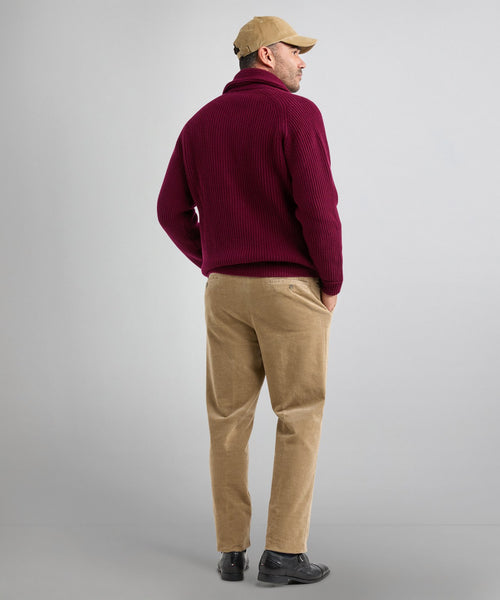 William Lockie Cardigan mit Knopfleiste und Schalkragen | Bordeaux
