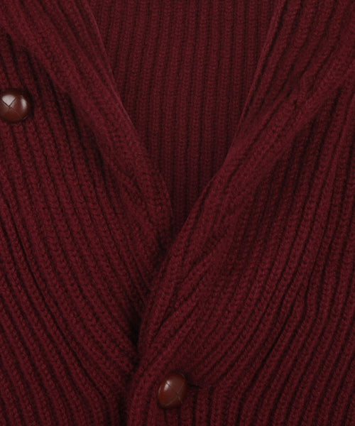 William Lockie Cardigan mit Knopfleiste und Schalkragen | Bordeaux
