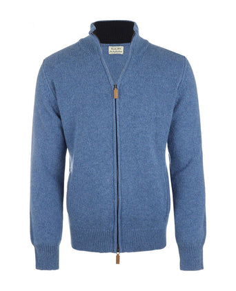 William Lockie Rits Vest Lamswol | Blauw