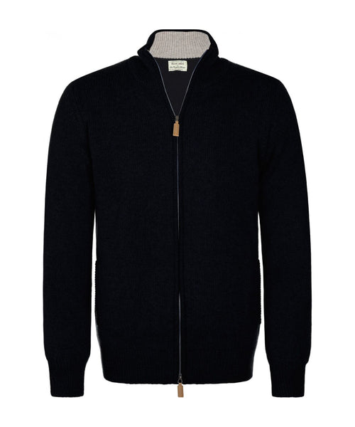 William Lockie Rits Vest Lamswol | Navy Blauw