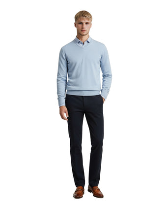 Pullover katoen v-hals | Blauw