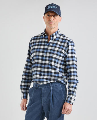 Baumwollhemd mit Knopfleiste, normale Passform | Blau