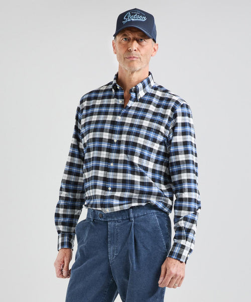 Baumwollhemd mit Knopfleiste, normale Passform | Blau