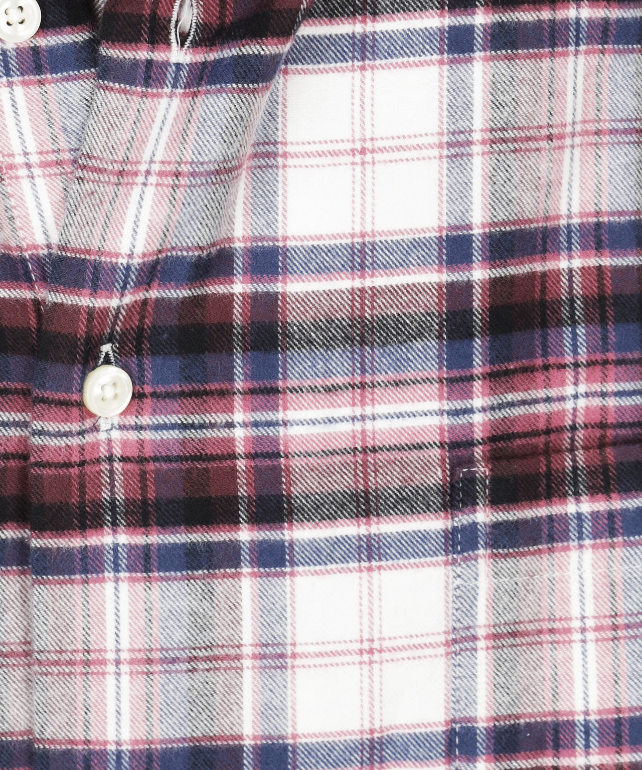 Brushed Cotton Shirt Button Down | Bordeaux Multi Ruit Groot