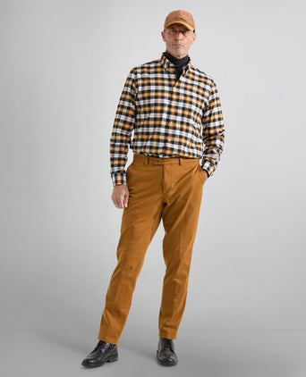 Baumwollhemd mit Knopfleiste, normale Passform | Braun