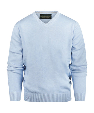 Baumwollpullover mit V-Ausschnitt | Blau Baumwollpullover mit V-Ausschnitt | Blau