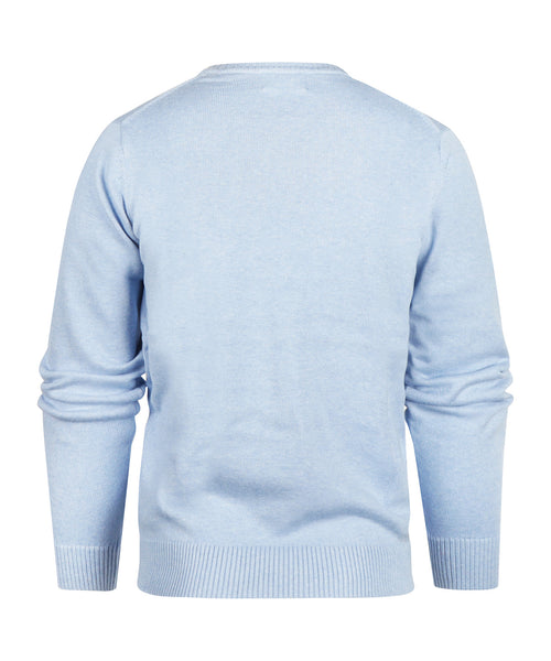 Pullover katoen v-hals | Blauw