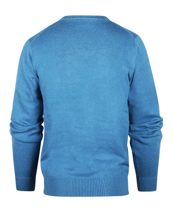 Baumwollpullover mit V-Ausschnitt | Blau