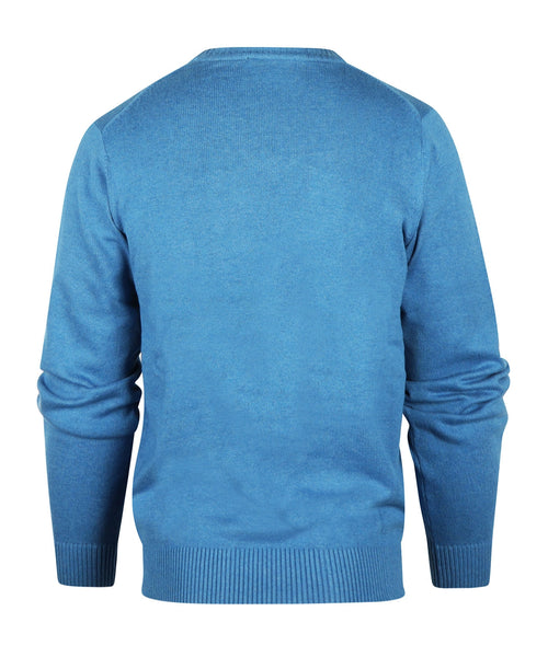 Baumwollpullover mit V-Ausschnitt | Blau