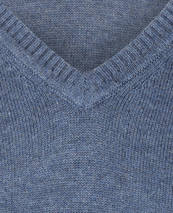 Baumwollpullover mit V-Ausschnitt | Blau