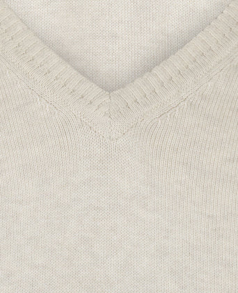 Pullover katoen v-hals | Bruin