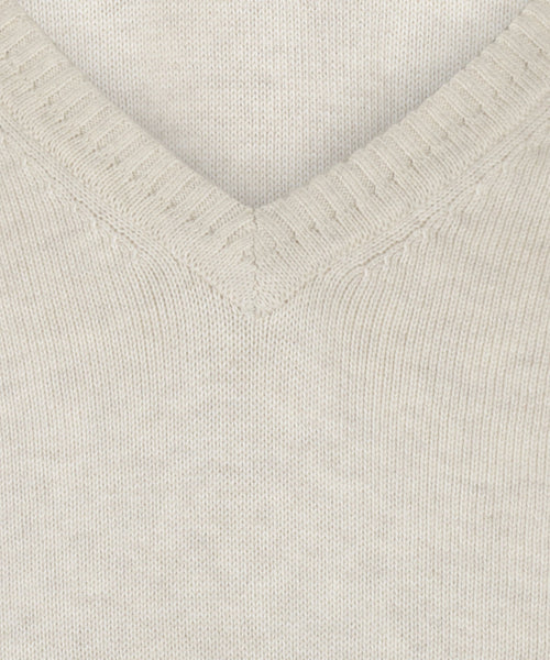 Baumwollpullover mit V-Ausschnitt | Braun