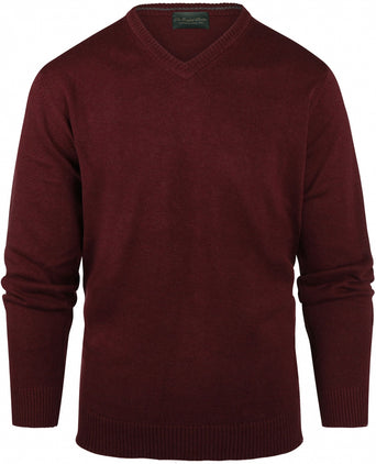 Pullover katoen v-hals | Bordeaux Rood