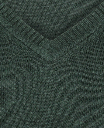 Baumwollpullover mit V-Ausschnitt | Grün