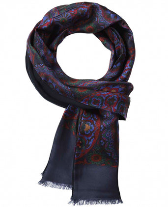 Zijden sjaal met wollen tegenvoering | Blauw