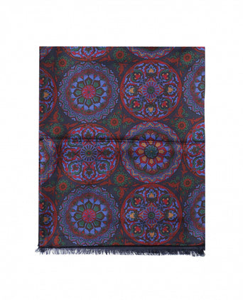 Zijden sjaal met wollen tegenvoering | Blauw