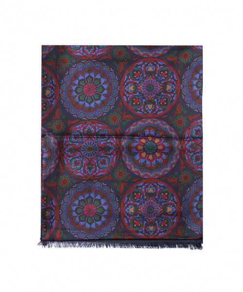 Zijden sjaal met wollen tegenvoering | Blauw